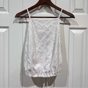 Brandy Melville Floral Eyelet Backless Tank Top White One Size